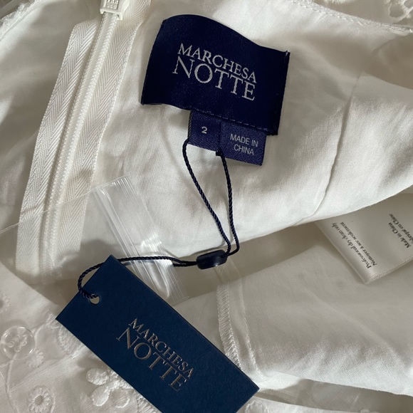 NWT MARCHESA NOTTE Ivory Eyelet Dress 2 - Picture 8 of 16
